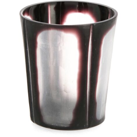 Porta candela kirinda vt trasparente  nero  h9 prodotto fatto a mano in vetro Ø8 x h 9cm -Ø8 x h9 cm / vetro nero