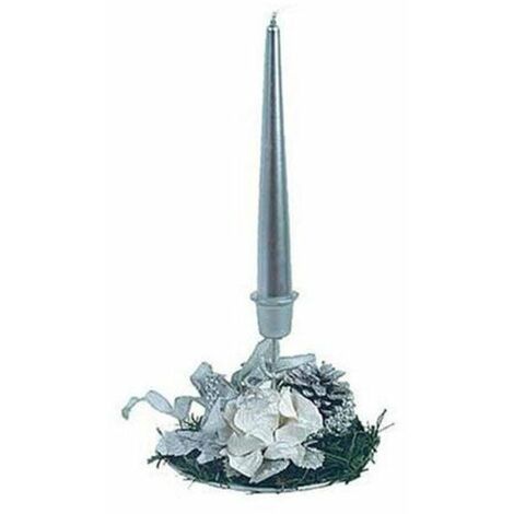 Porta candela natalizio - colore bianco/argento - decorazione addobbo natale