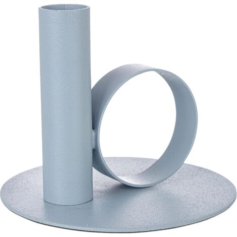 porta candela pyxis con varie tonalità di colore, realizzato in metallo e fabbricato a mano -Ø12.5 x h 10cm / Azzurro