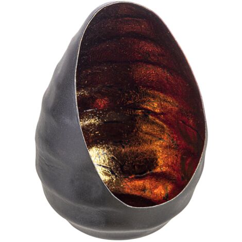 Porta candela shanty a forma di goccia in tre tonalità di colore prodotto realizzato in metallo -Ø8 x h 12cm / Nero