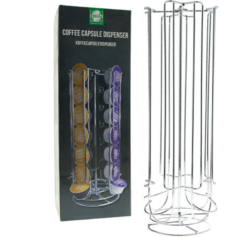 PORTA CAPSULE CAFFÈ DOLCE GUSTO, 4 FILE, SUPPORTO GIREVOLE IN ACCIAIO