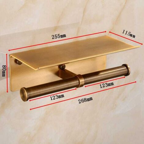 Porta carta igienica a doppia colonna in alluminio - Doppio rotolo, pratico ed elegante per il bagno 25,511,58 cm - Antico