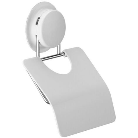 Porta carta igienica, acciaio inox/ABS, con ventosa ad alte prestazioni, senza fori, bianco