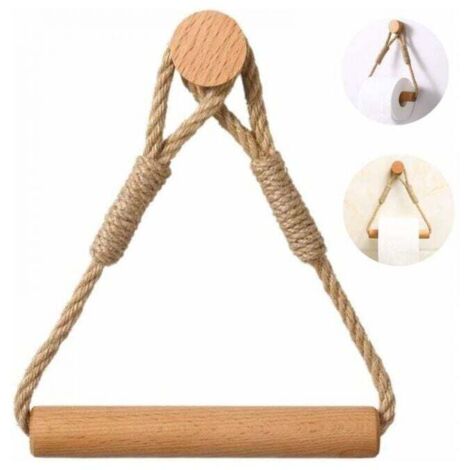 Porta carta igienica autoadesivo, porta carta igienica senza trapano, porta carta igienica in corda di legno, anello portasciugamani rustico, accessori per il bagno