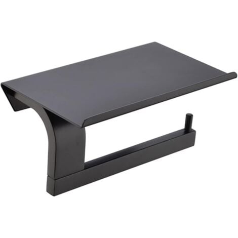 Porta carta igienica classico con ripiano Porta rotolo di carta igienica in acciaio inox Montaggio a parete Accessori per il bagno WC, nero