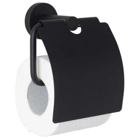 Porta carta igienica con coperchio, nero opaco