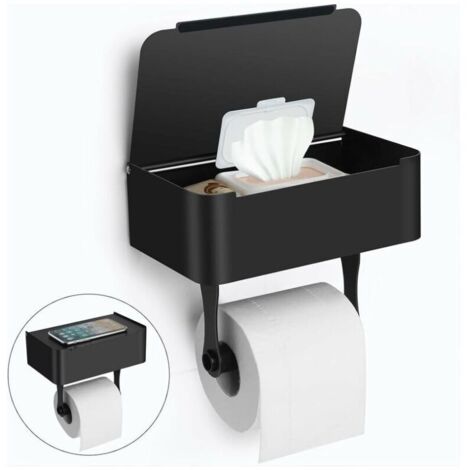 Porta carta igienica con ripiano, in acciaio inox SUS304, da parete/autoadesivo, dispenser di fazzoletti monouso per riporre i fazzoletti del bagno