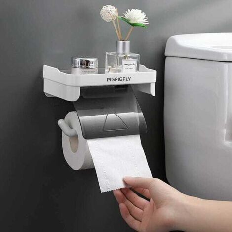 Porta carta igienica con ripiano, porta carta igienica adesivo, accessori per il bagno senza forare, porta carta igienica