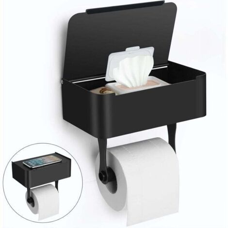 Porta carta igienica con ripiano, supporto da parete/adesivo in acciaio inox SUS304, dispenser di salviette monouso per la conservazione delle salviette da bagno