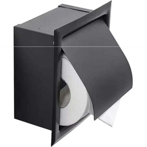 Porta carta igienica da incasso, acciaio inossidabile con coperchio, design da incasso, salvaspazio, porta carta igienica nero opaco, adatto per cucina, camera da letto e bagno
