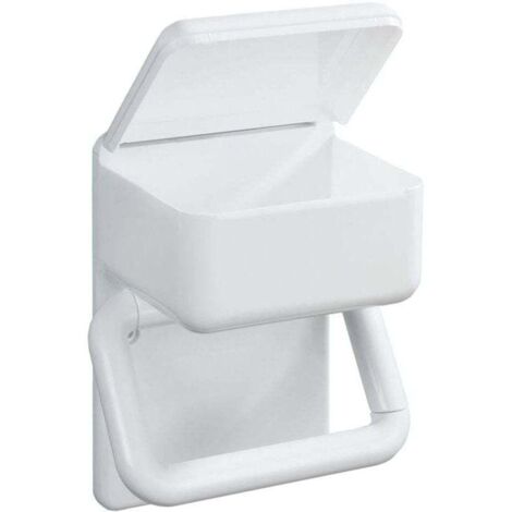 Porta carta igienica da parete 2 in 1, dispenser per carta igienica e contenitore portaoggetti, plastica, 16x20x11 cm, bianco