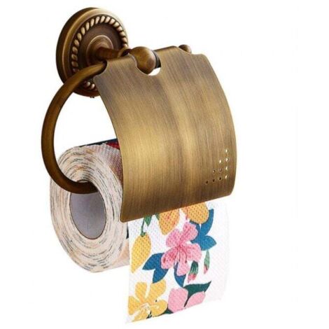 Porta carta igienica da parete in ottone retrò, porta rotolo da bagno con coperchio