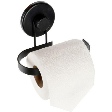 Porta carta igienica da parete per bagno con ventosa, nero