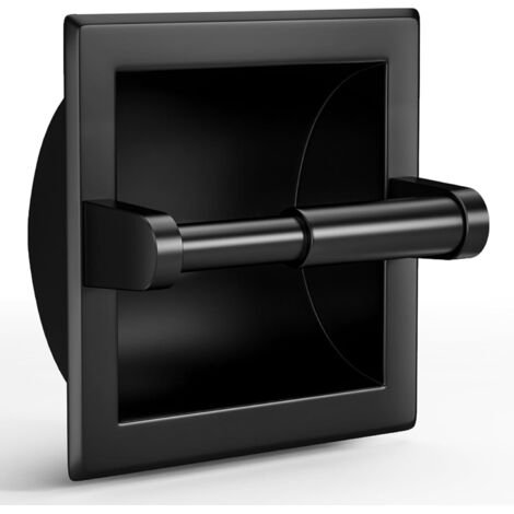 Porta carta igienica/fazzoletti a incasso, nero opaco, in acciaio inox, design a parete, adatto per il bagno, staffa di montaggio posteriore inclusa.