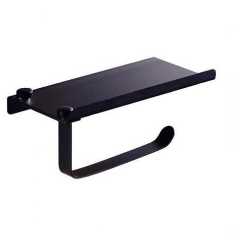 Porta carta igienica in acciaio inox nero, supporto da parete per telefono, per WC e bagno.