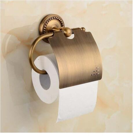 Porta carta igienica in ottone vintage con coperchio - Porta carta igienica da parete in stile vintage (ottone anticato)