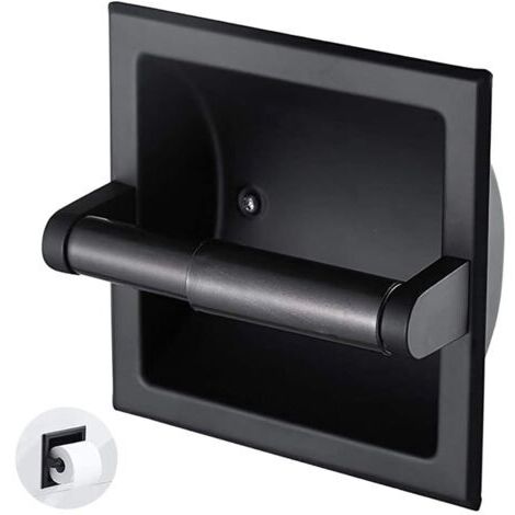 porta carta igienica nero opaco, dispenser di carta igienica a incasso per bagno, montaggio a parete con staffa di fissaggio posteriore