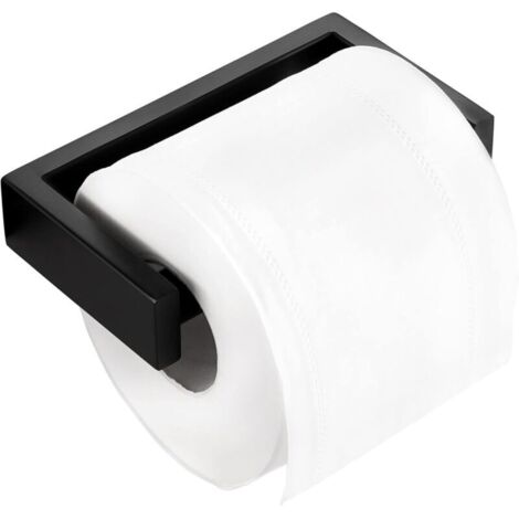 Porta carta igienica nero, porta carta igienica da bagno, molla in acciaio inox, finitura con carattere inciso, da appendere alla parete