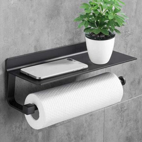Porta carta igienica, porta asciugamani di carta, accessori da cucina, alluminio opaco, porta carta da cucina senza fori, nero