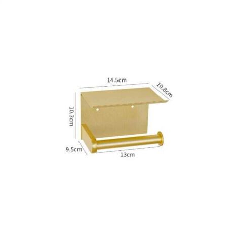 Porta carta igienica, porta carta igienica a parete con ripiano portaoggetti, autoadesivo, alluminio (oro)