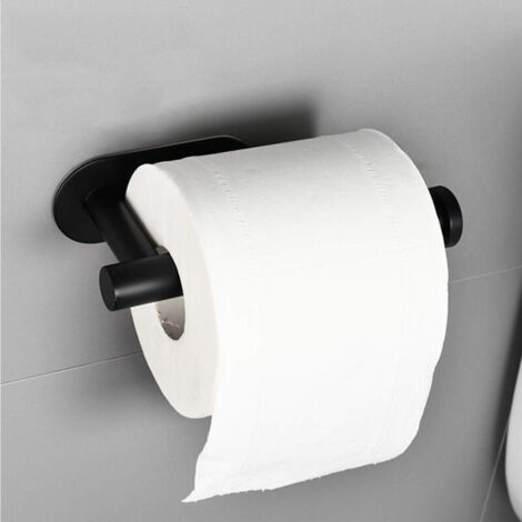 Porta carta igienica, porta carta igienica adesivo, porta carta igienica nero, porta rotolo di carta igienica da parete senza foratura, dispenser di carta igienica in acciaio inox, 16 cm