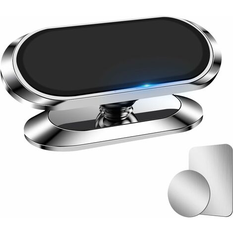 Porta Cellulare Auto Magnetico, Porta Cellulare Auto con Rotazione a 360°, 8 Magneti Forti, Porta Cellulare Magnetico Universale Portatile in Lega per iPhone/Smartphone Samsung (Argento)