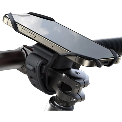 Porta cellulare in gomma con morsetto per bicicletta, moto, manubrio - nero