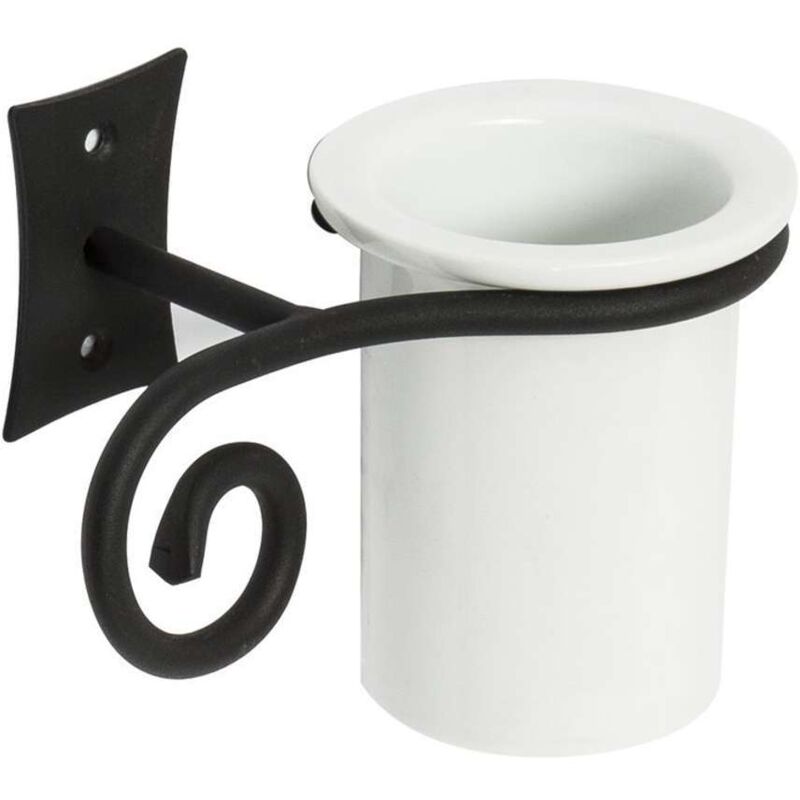 

Porta cepillos de acero color antracita y cerámica mod. Rebecca