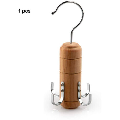 porta cintura in legno, 6 ganci, per sciarpe, cravatte, accessori per guardaroba, girevole a 360°