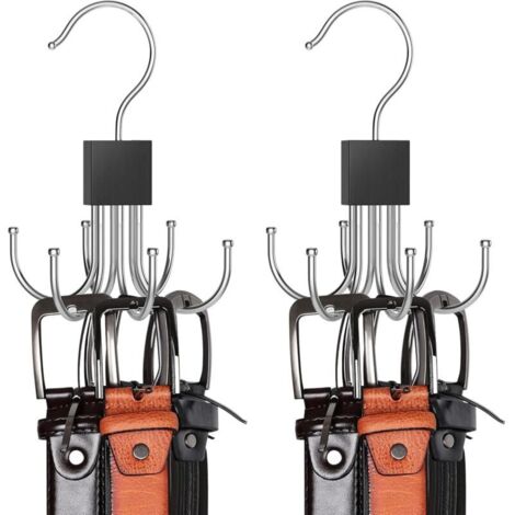 Porta cinture da armadio, set di 2 porta cravatte girevoli a 360°, salvaspazio, per riporre cinture, porta cravatte, capacità massima di 32 cinture, porta sciarpe, porta borse multifunzionale