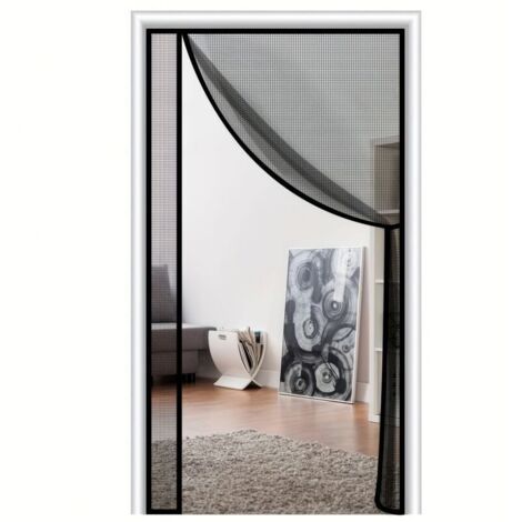Porta con zanzariera magnetica, anti-zanzare, chiusura automatica, tiene fuori gli insetti, 85 x 210 cm, nero