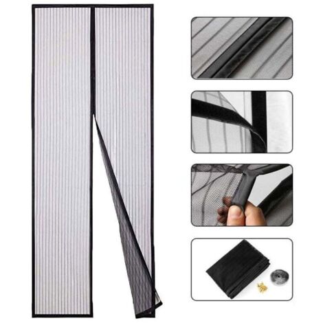 Porta con zanzariera magnetica su misura, 100x210 cm (39x83 pollici), chiusura automatica, adatta agli animali domestici, per porte di corridoi, nera