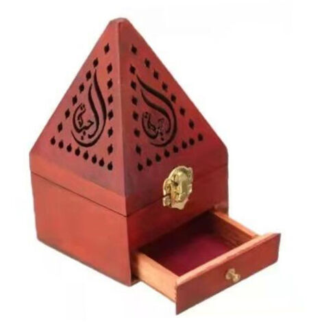 Porta-conos de incienso con caja de almacenamiento – madera natural – modelo grande 9,3 x 9,3 x 20 cm – 1 unidad