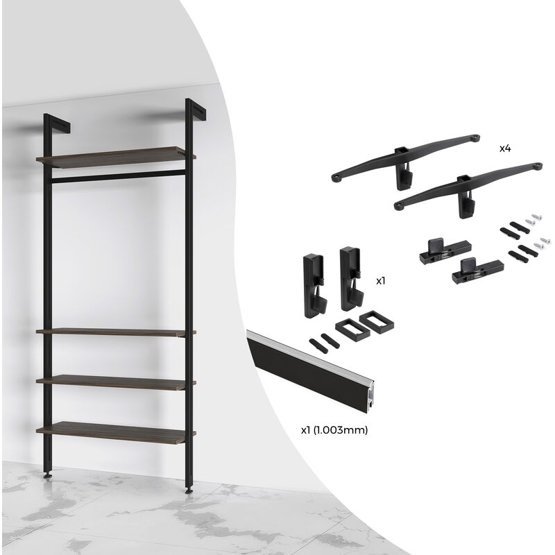 Kit di staffeper 4 ripiani in Legno e 1 asta