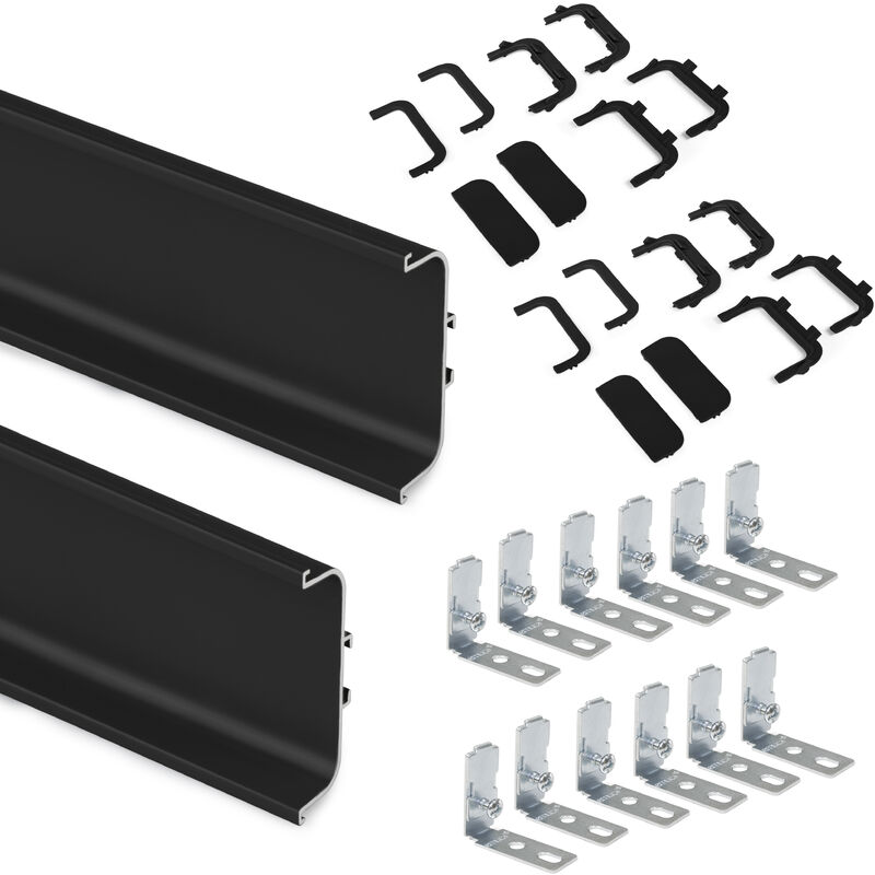 Image of Kit di 2 profili centrali Gola per mobili da cucina, lunghezza 2,35mm, con accessori, Alluminio, Verniciato nero - Verniciato nero - Emuca