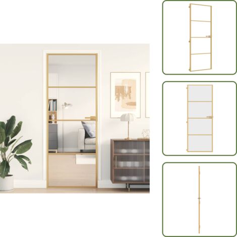 Porta da interno - vidaXL Porta Interni Sottile Oro 76x201,5cm Vetro Temperato Alluminio - Design moderno