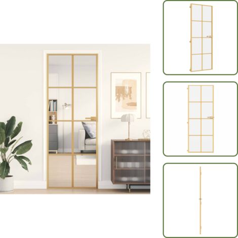 Porta da interno - vidaXL Porta Interni Sottile Oro 76x201,5cm Vetro Temperato Alluminio - Design moderno