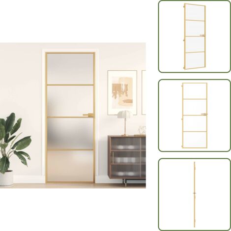 Porta da interno - vidaXL Porta Interni Sottile Oro 76x201,5cm Vetro Temperato Alluminio - Design moderno