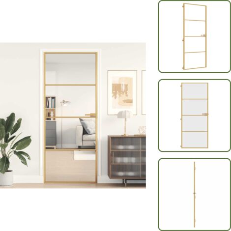 Porta da interno - vidaXL Porta Interni Sottile Oro 83x201,5cm Vetro Temperato Alluminio - Design moderno