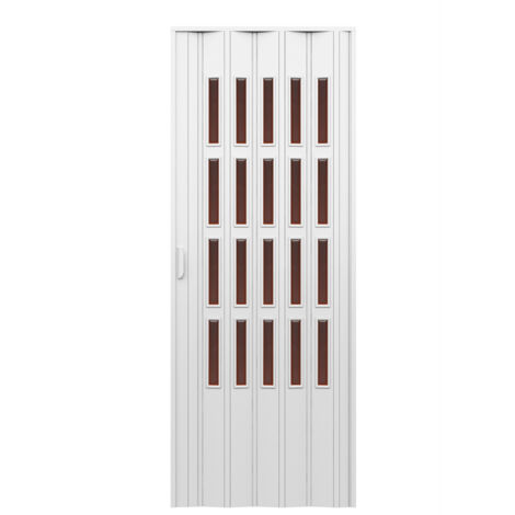 Porta darredo per interno a soffietto con vetro molato bronzo cm 100 x 214