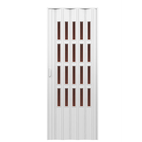 Porta darredo per interno a soffietto con vetro molato bronzo cm 83 x 214