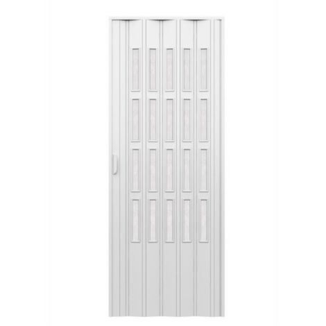 PORTA D'ARREDO PER INTERNO A SOFFIETTO CON VETRO NIAGARA BIANCO cm 100 x 214