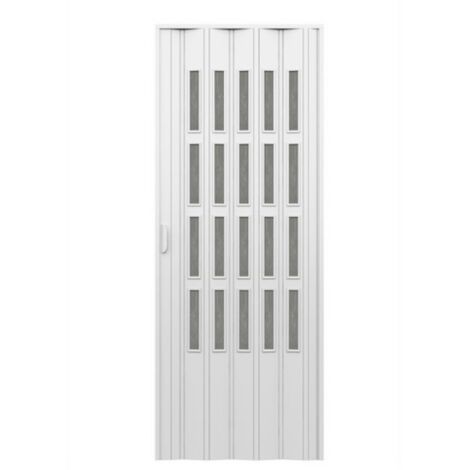 PORTA D'ARREDO PER INTERNO A SOFFIETTO CON VETRO NIAGARA FUME' cm 100 x 214