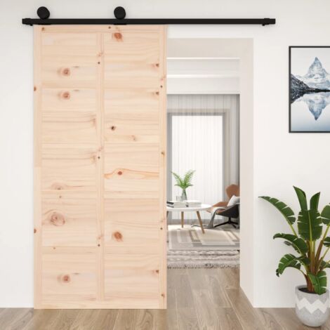 Porta del Granaio Bianca 80x1,8x214 cm Legno Massello di Pino