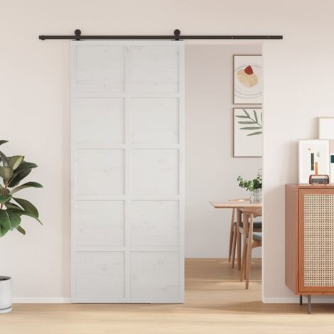 Porta del Granaio Bianca 90x208 cm in Legno Massello di Pino vidaXL