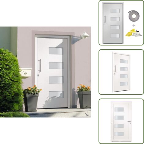 Porta d'ingresso con alluminio - vidaXL Porta d'Ingresso in Alluminio e PVC Bianco 100x210 cm - Porta d'ingresso con vetro isolante