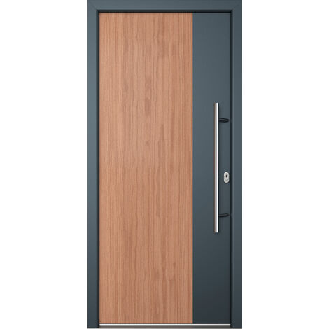 Porta d'ingresso in acciaio, l'efficienza energetica  Ud  0,82 e il design, JM NOVUM 07, est. winchester, int. bianco,  larghezza: 108cm, altezza: 208cm, senso di aperatura destra