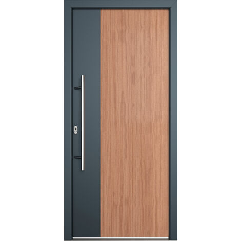 Porta d'ingresso in acciaio, l'efficienza energetica  Ud  0,82 e il design, JM NOVUM 07, est. winchester, int. bianco,  larghezza: 98cm, altezza: 208cm, senso di aperatura sinistra