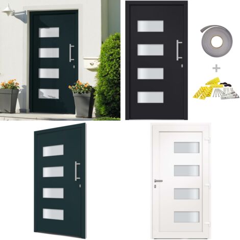 Porta d'Ingresso in Alluminio e PVC Antracite 100x210 cm - Porta d'ingresso in PVC - Porta d'ingresso antracite