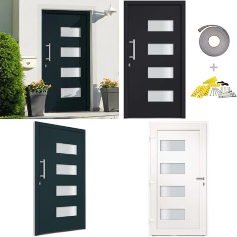 Porta d'Ingresso in Alluminio e PVC Antracite 100x210 cm - Porta d'ingresso in PVC - Porta d'ingresso antracite